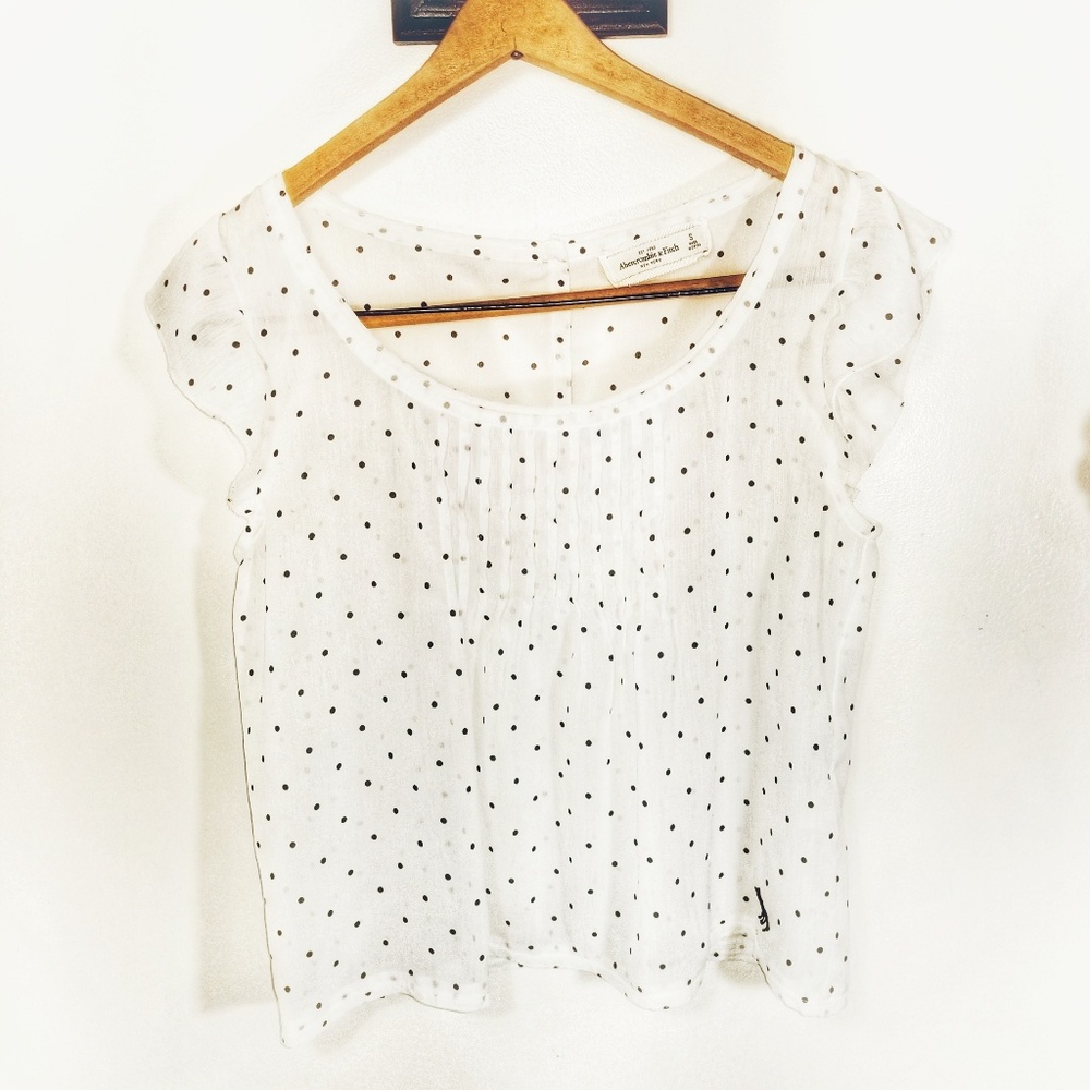 Abercrombie & Fitch Sheer White Polka Dots Top SzS